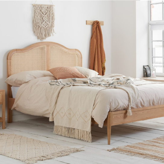 Canual Solid Teak Wooden Beds In Rattan Cane - craft decor