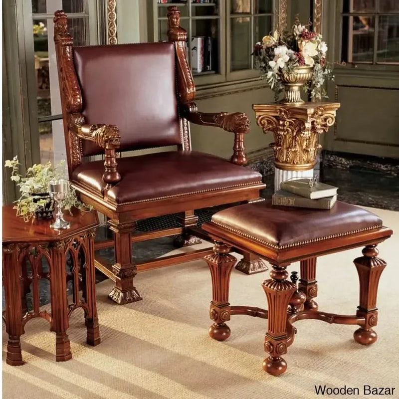 22'' Wide Genuine Leather armchair furniture and Ottoman with ultimate design .