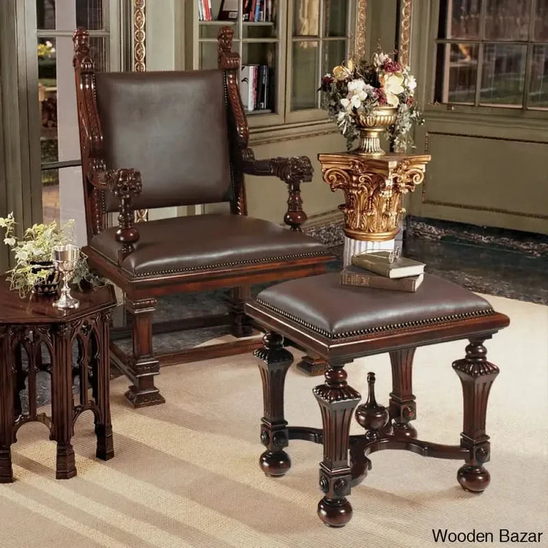 22'' Wide Genuine Leather armchair furniture and Ottoman with ultimate design .