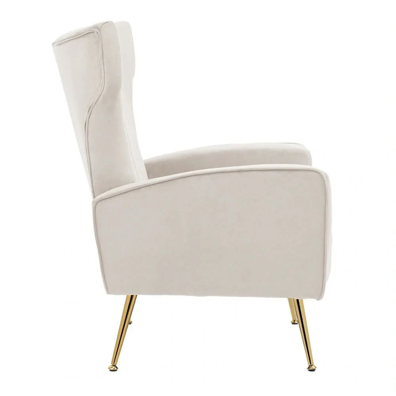 Yuniard 2 Set Velvet Wingback Accent Chairs with Metal Legs for Living Room