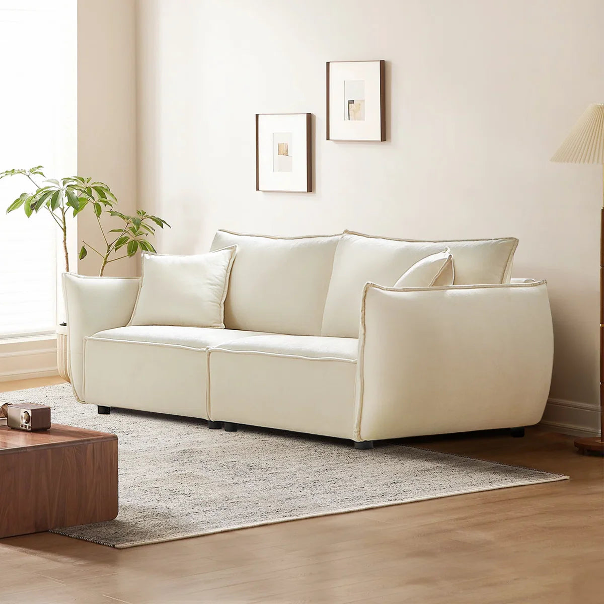 3-Seater Sofa with Armrests Wide Deep Seats & Accent Pillows - Craft Decor