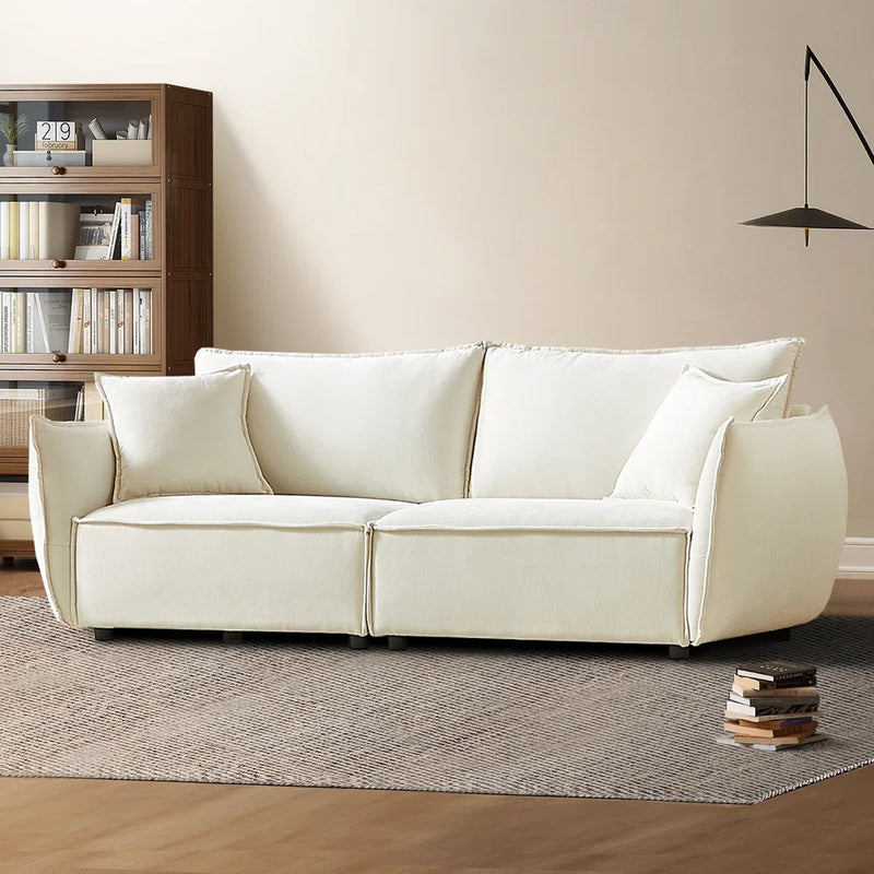3-Seater Sofa with Armrests Wide Deep Seats & Accent Pillows - Wooden Bazar