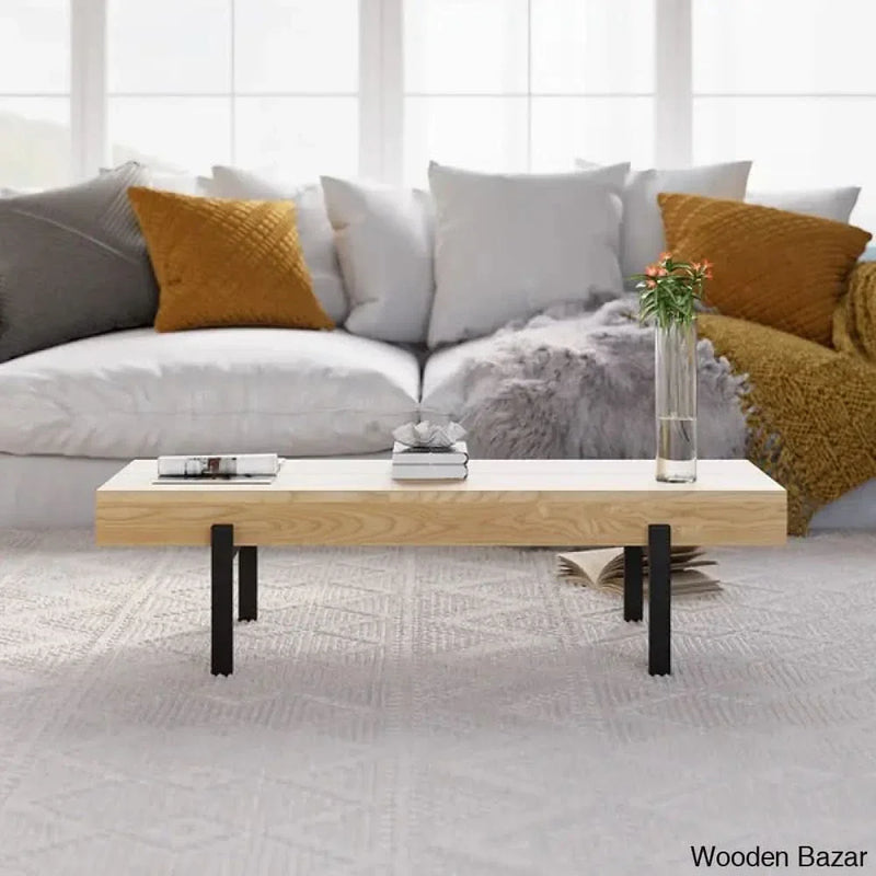 39" Rustic Natural Rectangular Coffee Table Small Narrow Cocktail Table - Craft Decor
