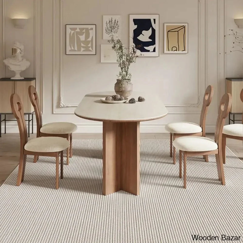 4 seater Double Pedestal marble top Dining Set