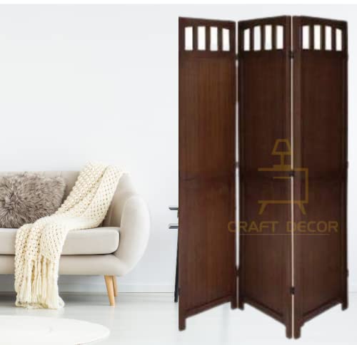 CRAFT DECOR Wooden Room Partition /Room Divider and Screen Separators 3 Panels for Living Room/Bedroom/Office/ Restaurant/Pooja Room