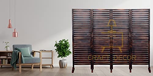 CRAFT DECOR Wooden partition for Living Room | Wood Screen for Pooja Room | Hall Partition | Separator for Living Room | Modern Decorative Wall Divider | Folding Door Screen Kitchen | Foldable Panel for Home/Office/Restaurant/Pooja Room