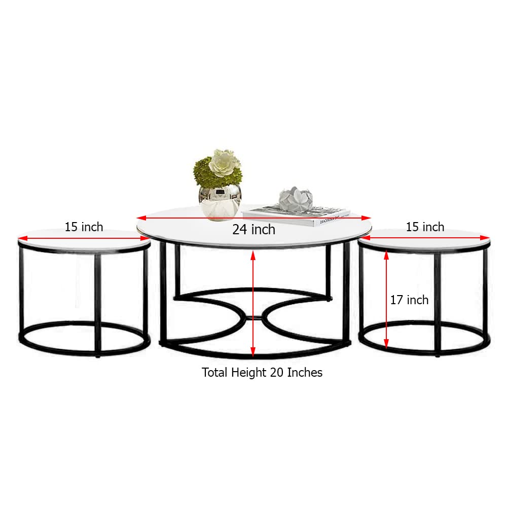 Device Bas With Brown Art Shoppee Brown Art Shoppee Set Of 3 Mdf Top Gold Legs Coffee End Tables Round Wood Stacking Table With Metal Legs For Living Room, Home Office, Nightstands (Gold & White)