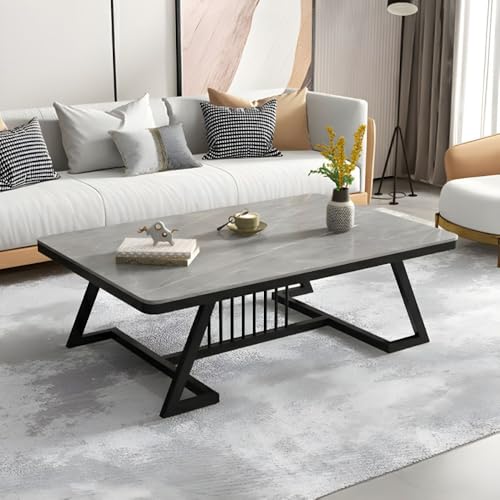 CRAFT DECOR Stylish Rectangular Coffee Table with Marble-Like Finish Modern & Elegant Center Table for Living Room, Durable & Sturdy Space-Saving Home