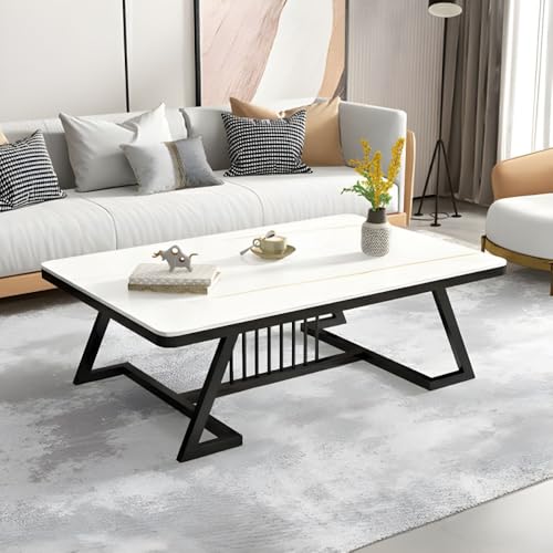 CRAFT DECOR Stylish Rectangular Coffee Table with Marble-Like Finish Modern & Elegant Center Table for Living Room, Durable & Sturdy Space-Saving Home