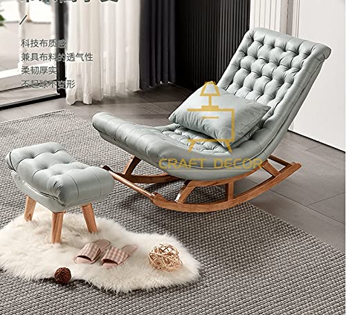 CRAFT DECOR Ergonomic Rocking Chair with Foot Rest, Relaxing Chair for Home, Rocking Chair for Adult for Home, Easy Chair for Relax for Old Age, Teak Wood Rocking Chair, Traditional Rolling Chair