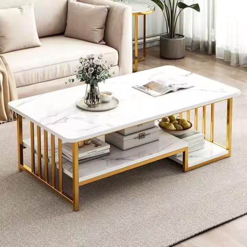 CRAFT DECOR Stylish Zigzag Design Rectangular Coffee Table with Marble-Like Finish Modern & Elegant Centerpiece for Living Room and Décor Adds a Unique Your Space