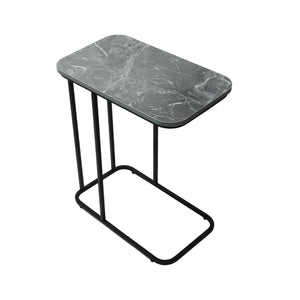 DECOWORLD|| Metal Side Table with Marble Finish Wooden Top for Living Room, Sofa or Bed Side Stand