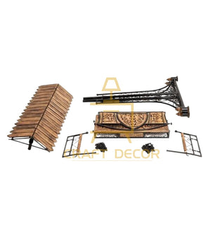 CRAFT DECOR Swing Chairs For Balcony With Stands , Swing Chair Jhoola For Indoor And Outdoor Garden With Wooden Roof , Solid Wood And Wrought Iron Jhoola For Balcony , Hammock Swing , Cradle Swing For Home And Garden