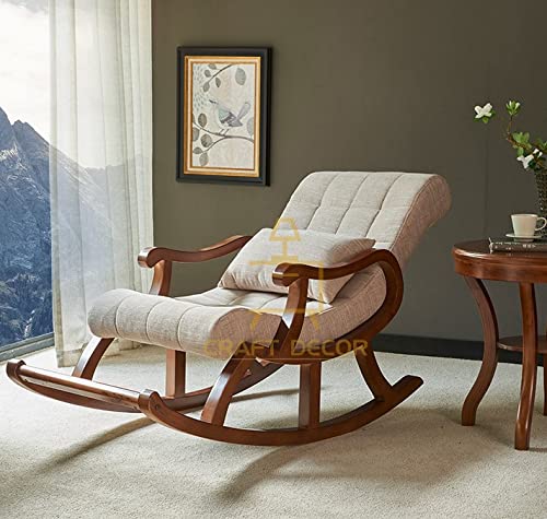 CRAFT DECOR Wooden Rocking Chair |Rocking Chair for Adults for Home | Wooden Easy Chair |Wooden Swing Chair for Home, Living Room|Sheesham Wood Rocking Chair