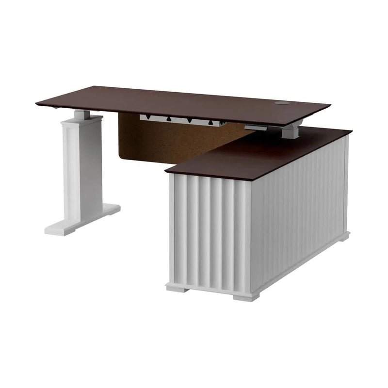 Angord Height Adjustable L-Shaped Standing Executive Desk with Storage