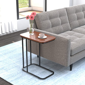 DECOWORLD|| Metal Side Table with Marble Finish Wooden Top for Living Room, Sofa or Bed Side Stand