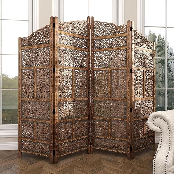 CRAFT DECOR Wooden partition for Living Room | Wood Screen for Pooja Room | Hall Partition | Separator for Living Room | Modern Decorative Wall Divider | Folding Door Screen Kitchen | Foldable Panel for Living Room/Office/Restaurant/Pooja Room