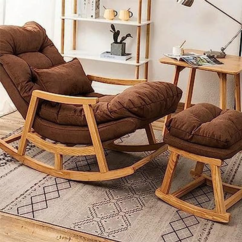 CRAFT DECOR Rocking Chair with Footrest | Rocking Chair with Soft Cushioned for Home & Office
