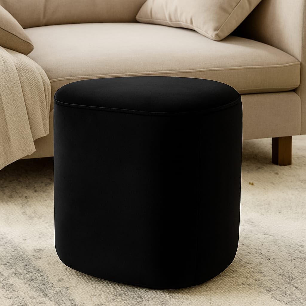 CRAFT DECOR Modern Velvet Ottoman Pouf – Soft Cushioned Footrest, Unique Rounded-Triangle Shape, Ideal for Living Room and Bedroom Décor