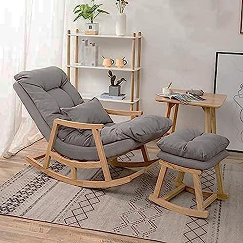 CRAFT DECOR Rocking Chair with Footrest | Rocking Chair with Soft Cushioned for Home & Office