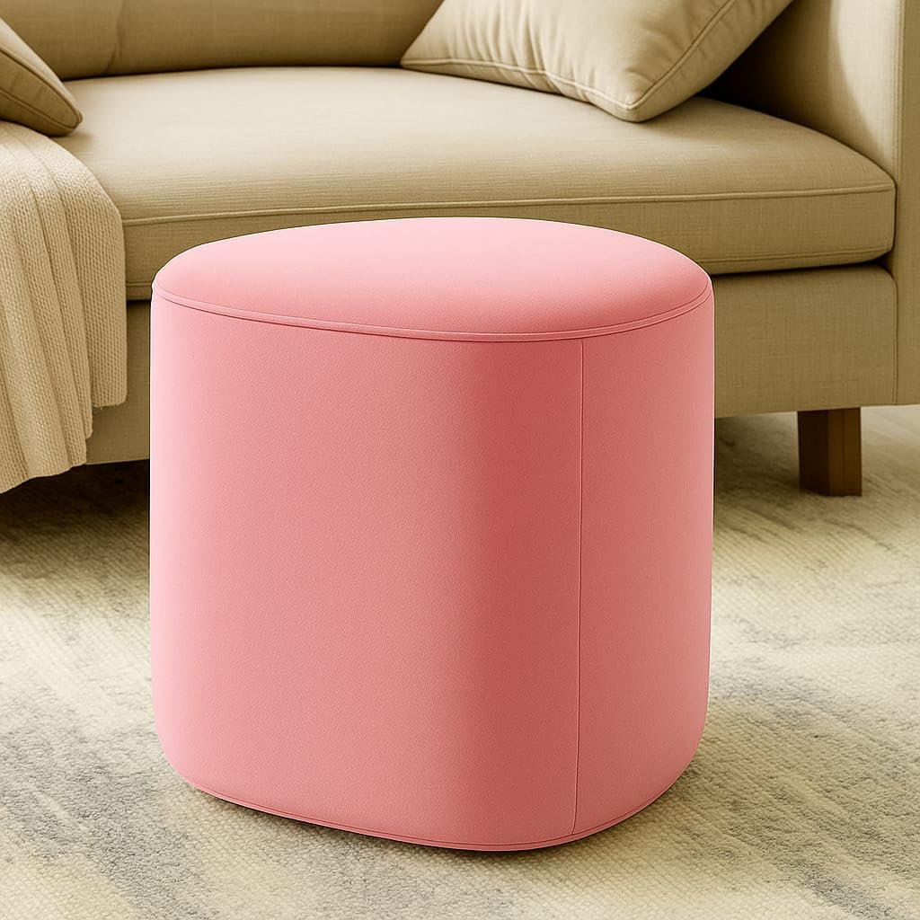 CRAFT DECOR Modern Velvet Ottoman Pouf – Soft Cushioned Footrest, Unique Rounded-Triangle Shape, Ideal for Living Room and Bedroom Décor