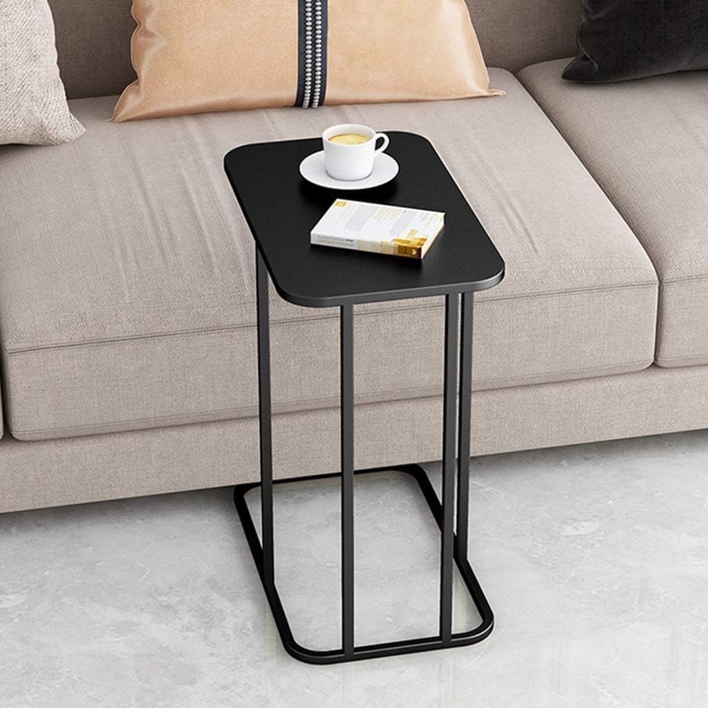 CRAFT DECOR Metal Side Table with Marble Finish Wooden Top for Living Room, Sofa or Bed Side Stand