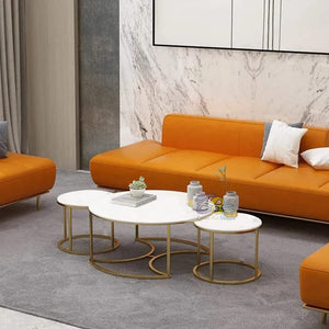 Device Bas With Brown Art Shoppee Brown Art Shoppee Set Of 3 Mdf Top Gold Legs Coffee End Tables Round Wood Stacking Table With Metal Legs For Living Room, Home Office, Nightstands (Gold & White)