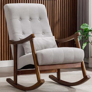 BuildHUB 1 Seater Gravelle Rocking Chair, Wood Rocking Chairs, Wooden Frame, Padded Lounge Chair, Living Room, Bedroom