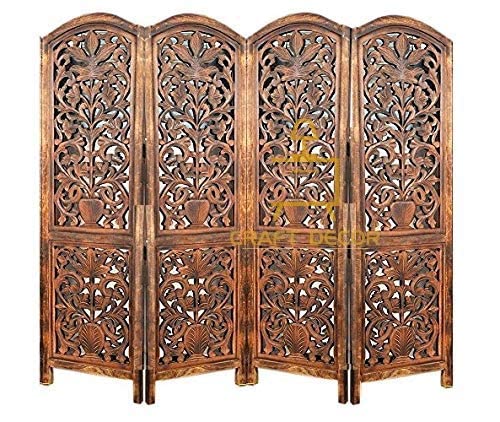 CRAFT DECOR Wooden Partitions for Living Room ,Wooden Room Divider Partition, 4 Panels Room Separators Screen Panel for Living Room , Bedroom, Office and Restaurant
