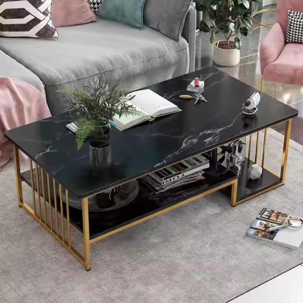 CRAFT DECOR Stylish Zigzag Design Rectangular Coffee Table with Marble-Like Finish Modern & Elegant Centerpiece for Living Room and Décor Adds a Unique Your Space