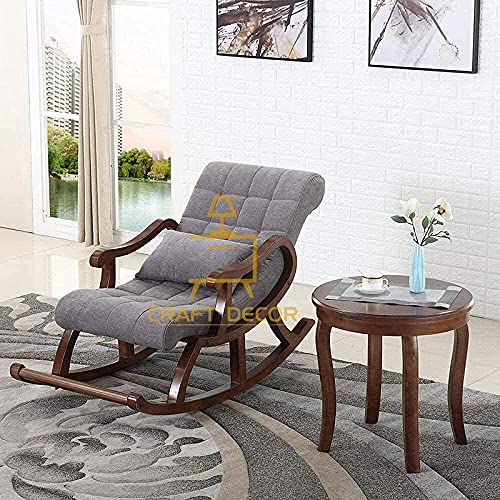 CRAFT DECOR Wooden Rocking Chair |Rocking Chair for Adults for Home | Wooden Easy Chair |Wooden Swing Chair for Home, Living Room|Sheesham Wood Rocking Chair