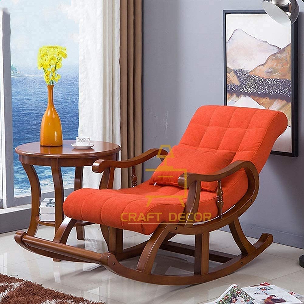 CRAFT DECOR Wooden Rocking Chair |Rocking Chair for Adults for Home | Wooden Easy Chair |Wooden Swing Chair for Home, Living Room|Sheesham Wood Rocking Chair