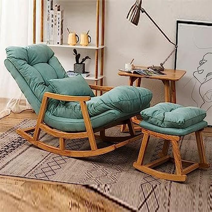CRAFT DECOR Rocking Chair with Footrest | Rocking Chair with Soft Cushioned for Home & Office