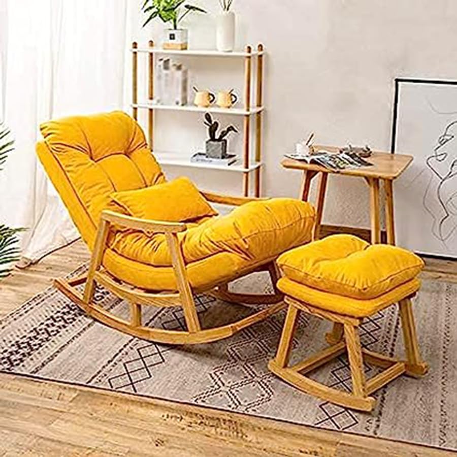 CRAFT DECOR Rocking Chair with Footrest | Rocking Chair with Soft Cushioned for Home & Office