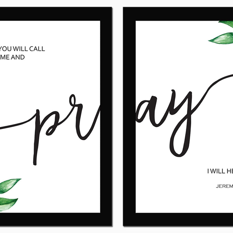 AR Creative Modern Art Calligraphy, Wall Painting, Home, Office Decor, Living Room, Bible Verse Photo Framed Wall Poster, Bible Quotes Print with Frame (13.6 inch x 10.2 inch) Set of 2