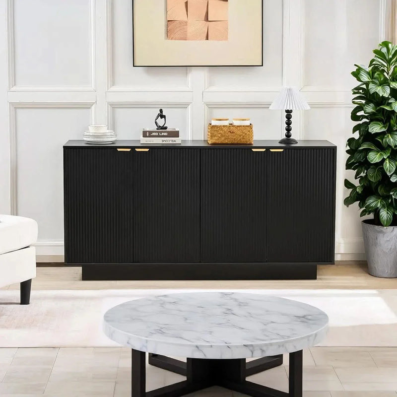 63" Modern Fluted Sideboard Buffet