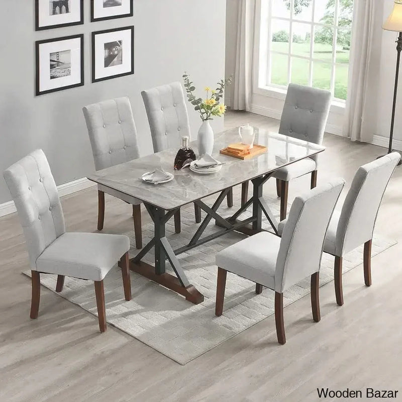 7 - Piece Marble Top Double Pedestal Dining Set