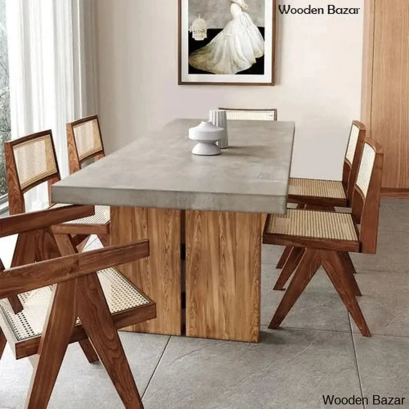 71" Farmhouse Natural Wooden Dining Table for 6 Person Double Pedestal - Craft Decor