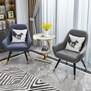 EXPRESSOW ENTERPRISES Metal End Table Round Side Table with Open Storage Shelf&Marble Look - Multi-Functional Indoor Outdoor Snacks Tea Table for Home and Living Room