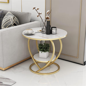 Al Hama Small Coffee Table, Coffee Table Love, Side Table, Living Room Round Table Sofa Corner Table Bedroom, Living Room, and Office Bedside Tables (Gold & Black) (Wood,Metal)