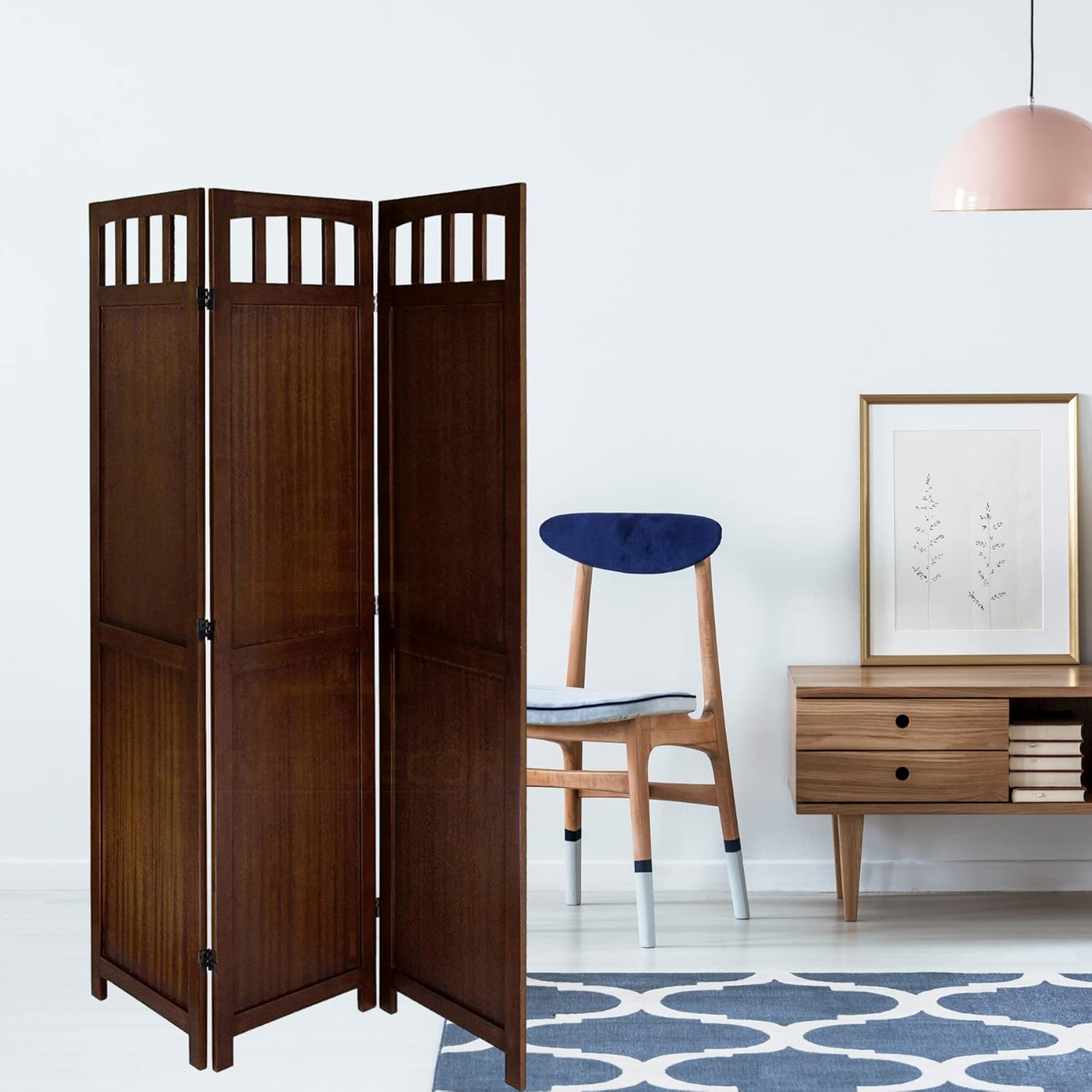 CRAFT DECOR Wooden Rooms Partition for Living Room/Wooden Screen Separators/Rooms Wall Divider 3 Panels Living Room/Bedroom/Office/Restaurant/Pooja Room