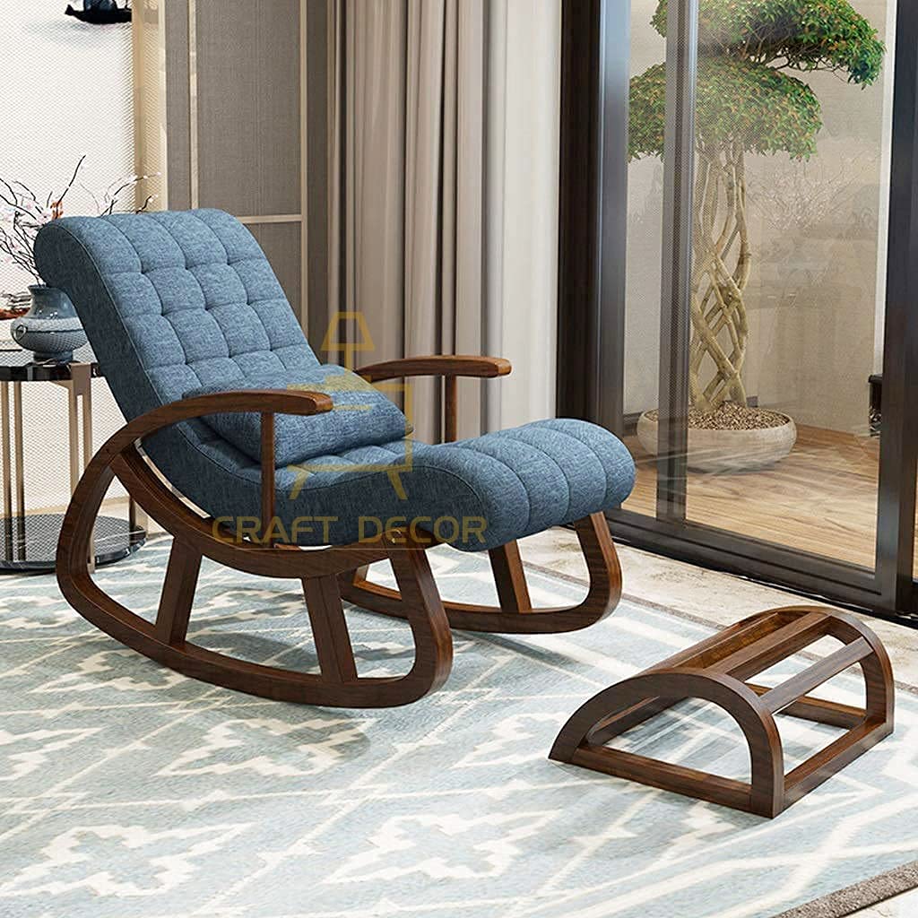 CRAFT DECOR Ergonomic Rocking Chair with Foot Rest, Relaxing Chair for Home, Rocking Chair for Adult for Home, Easy Chair for Relax for Old Age, Rose Wood Rocking Chair, Traditional Rolling Chair