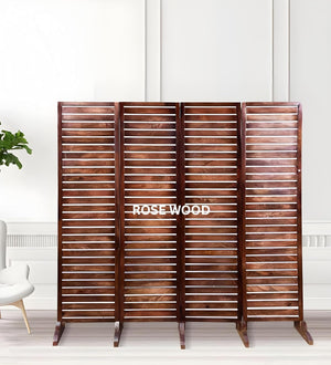 Wooden Room Divider 6 Feet, 4-Panel Folding Wooden Partition for Living Room, Office, Pooja Room, Restaurant, Kitchen & Balcony (2W x 1.82H Meters). (White-Cone Pattern)