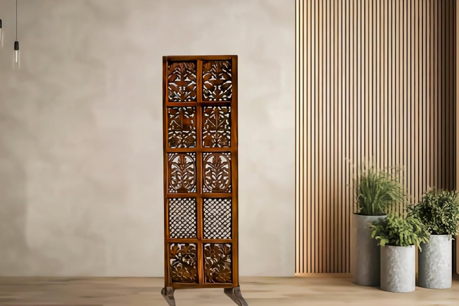 Wooden Room Divider/Partition for Living Room,Bedroom, Pooja Room & Home Decor (1 Panels partion Dark Antique Brown) (72 X 20 Inch)