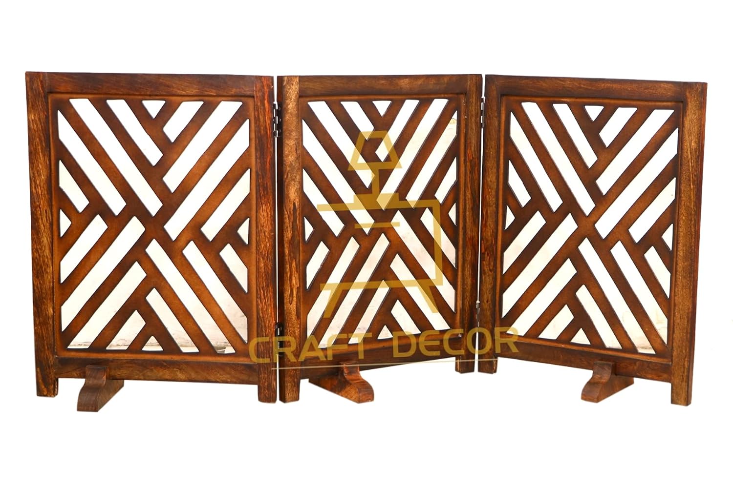 CRAFT DECOR Wooden Baby Safety Gate/Staircase Gate Kid Pet Safety Fence/Freestanding Fold-able Safety Gate for Child/Portable Safety Gate Extension/Wooden Pet Gate (Walnut)