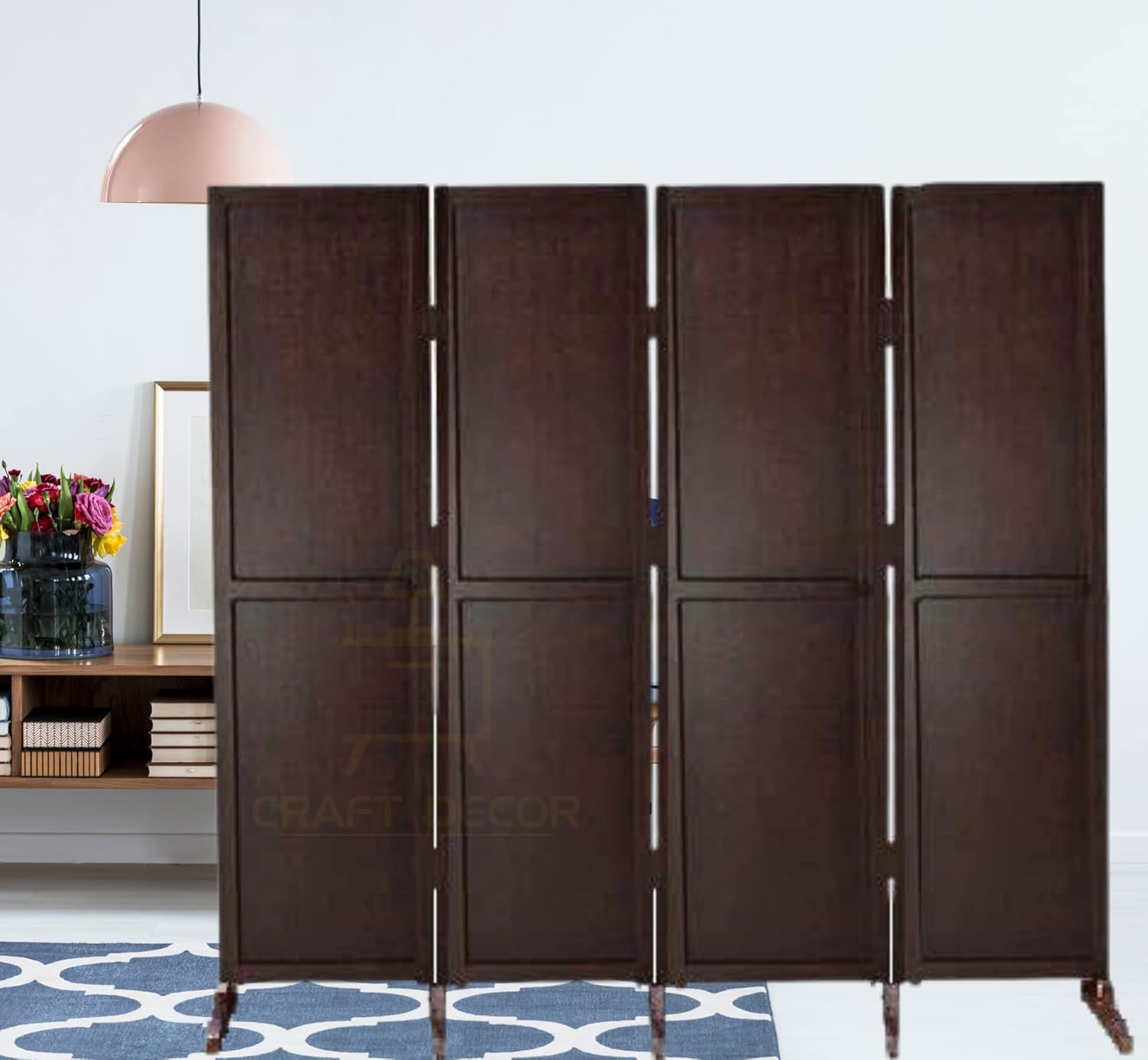 CRAFT DECOR Wooden Partition for Living Room, Wood Screen Separators, Wooden Room Wall Divider Wall Panels, Folding Screen for Living Rooms/Bedroom/Office/Restaurant/Pooja Room