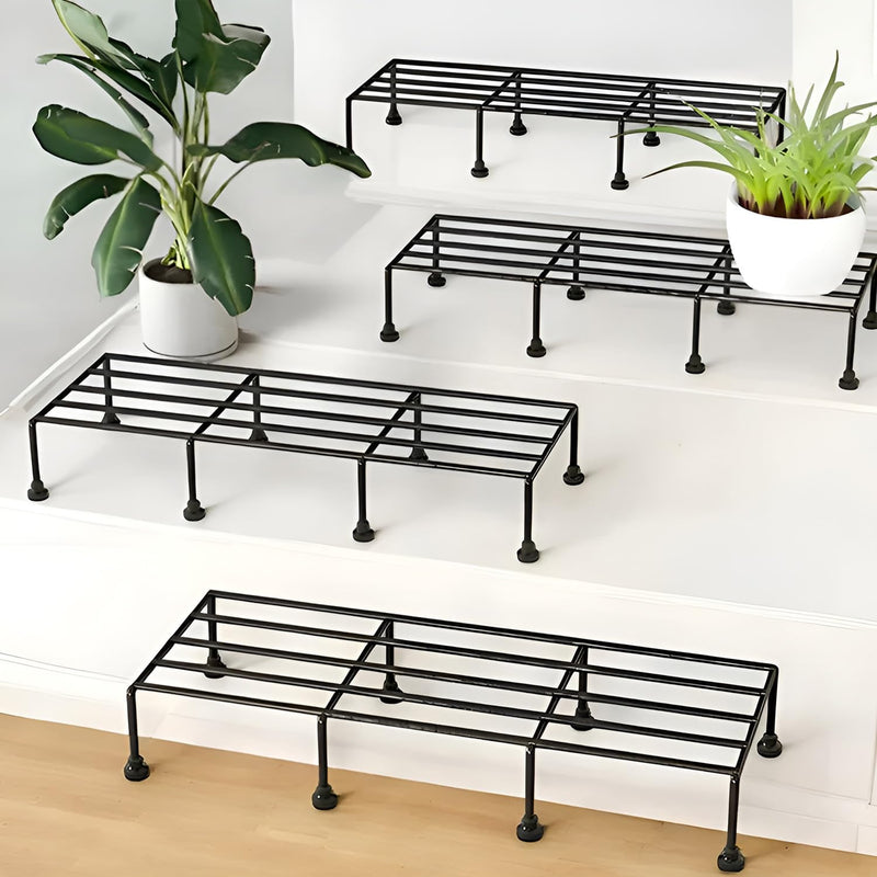 WonderStand Titan Plant Stands (Set of 4) Plant Stand for Balcony Rust Proof Metal Plant Stand for Living Room with 7 Layer Coating (Rectangle Black)