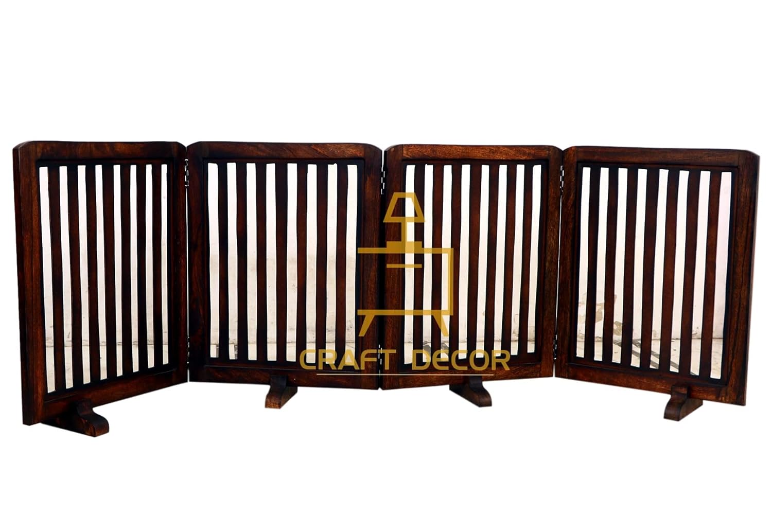 CRAFT DECOR Wooden Baby Safety Gate/Staircase Gate Kid Pet Safety Fence/Freestanding Fold-able Safety Gate for Child/Portable Safety Gate Extension/Wooden Pet Gate (Brown)