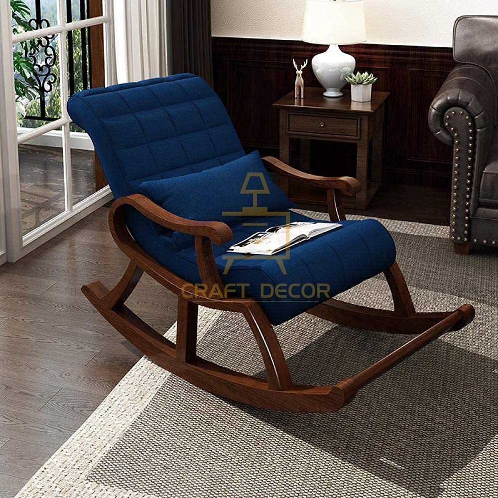 CRAFT DECOR Wooden Rocking Chair |Rocking Chair for Adults for Home | Wooden Easy Chair |Wooden Swing Chair for Home, Living Room|Sheesham Wood Rocking Chair