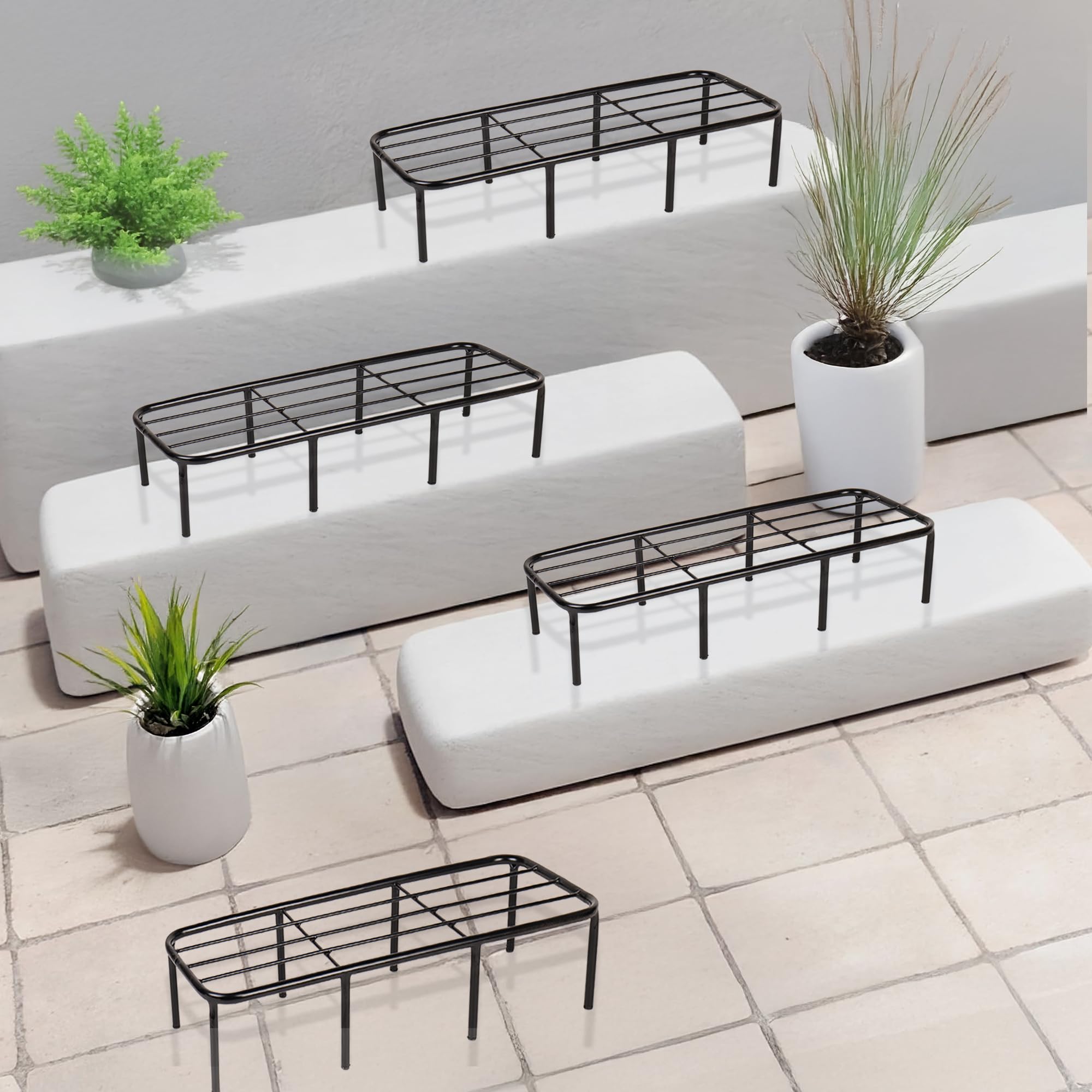 Niyara || Metal Planter Stand || Plant Stand for Pots|| Outdoor Plant Stand (set of 4, Square stand)